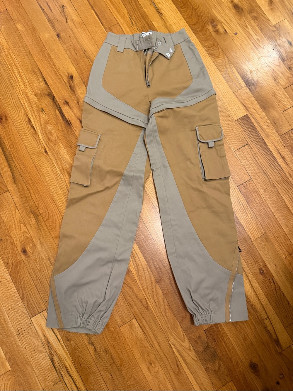 I.AM.GIA Two-Tone Tan and Khaki Cargo Jumpsuit Pants(Francès styles)